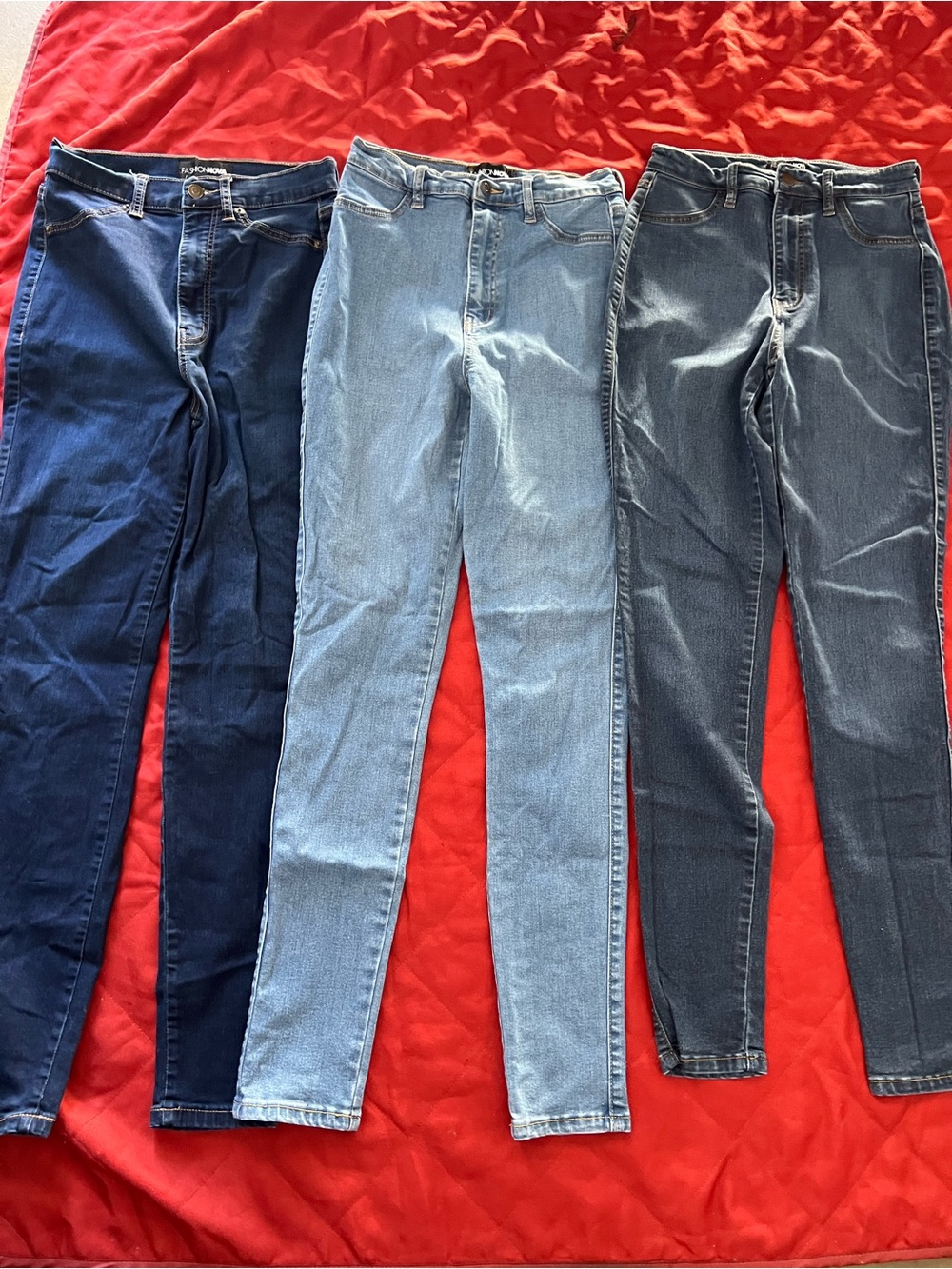 Fashion Nova Women’s High-Rise Skinny Jeans - Light Blue, Medium Blue, Dark Blue